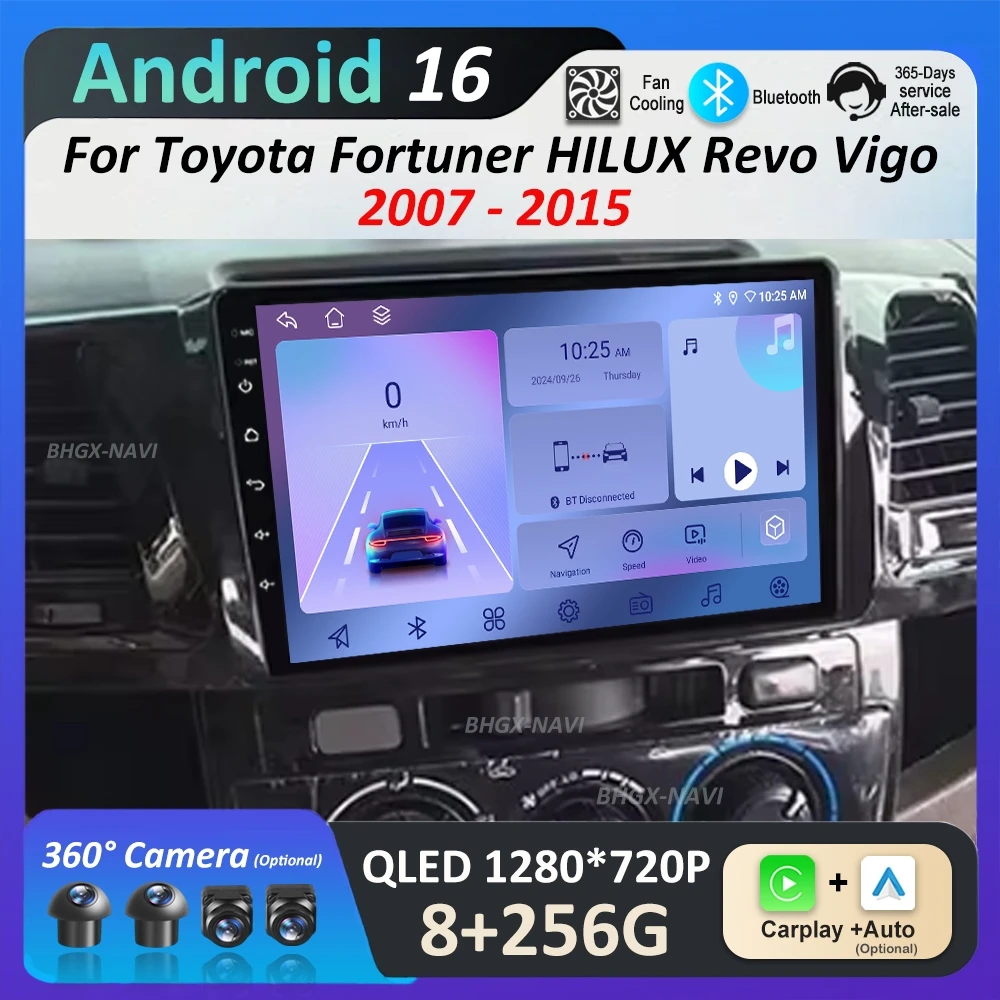 

GPS Navigation Android 16 Car Video Multimedia Player for Toyota Fortuner HILUX Revo Vigo 2007 - 2015 4G BT DSP Stereo WiFi