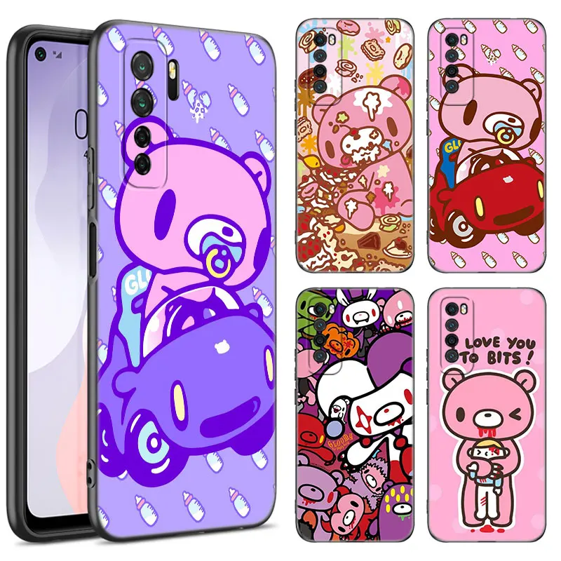 Cute G-Gloomy Bear Black Silicone Phone Case For Huawei Nova 11 12 Ultra 9 10 SE Pro 11E 11i 12i Y70 + Y60 Y61 Y71 Y72 Y90 Y91