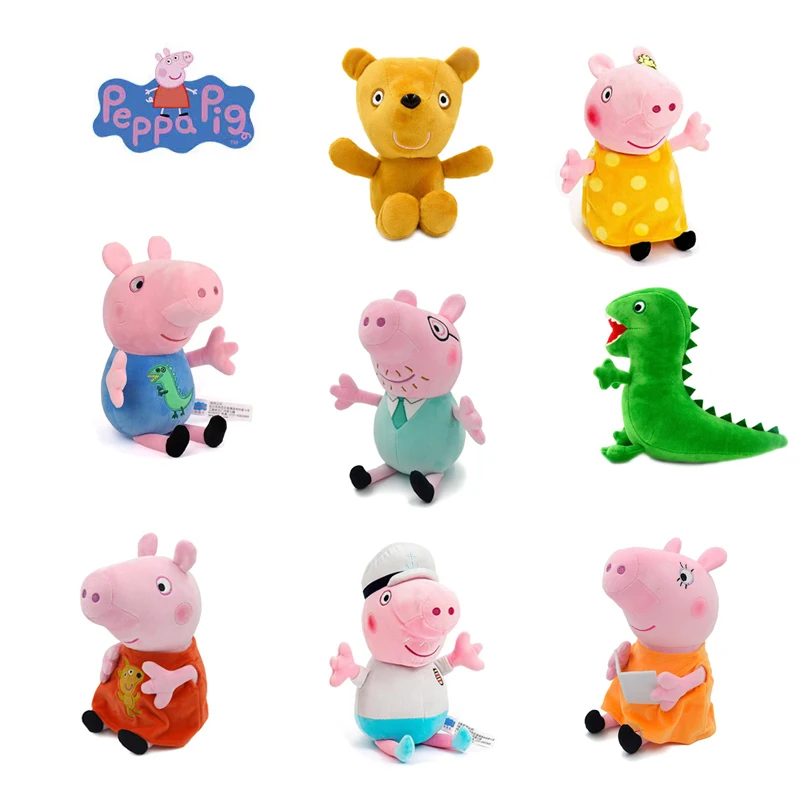 Peppa Pig Plush Toy George dinosaur pink Dad Mom 30cm animal Stuffed Soft family Doll decorate peluches girl Child Birthday Gift