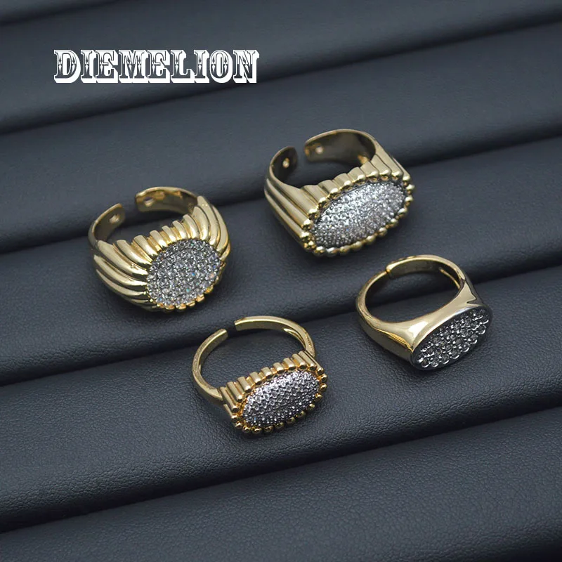 الفاخرة AAA مكعب زركونيا تمهيد الإعداد البيضاوي الشكل المفتوحة خواتم للنساء نغمتين تصميم بسيط أنيق مجوهرات نسائية #1