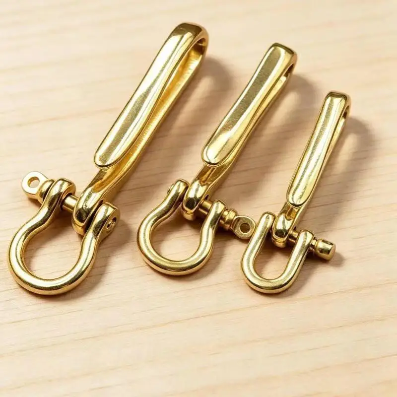 Robuster Messing-Gürtelhaken Schlüsselanhänger Vintage Matt-Finish Schlüsselring-Clip für Geldbörse, Kette, Wandern, Reisen – Detail 3