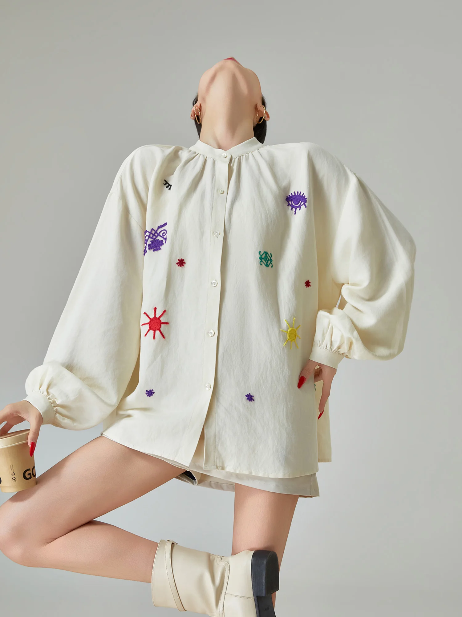 

French Country Holiday Embroidered irt Women's Loose Fit Summer Spring New Sle Anti UV Slimming Trendy Outerwear