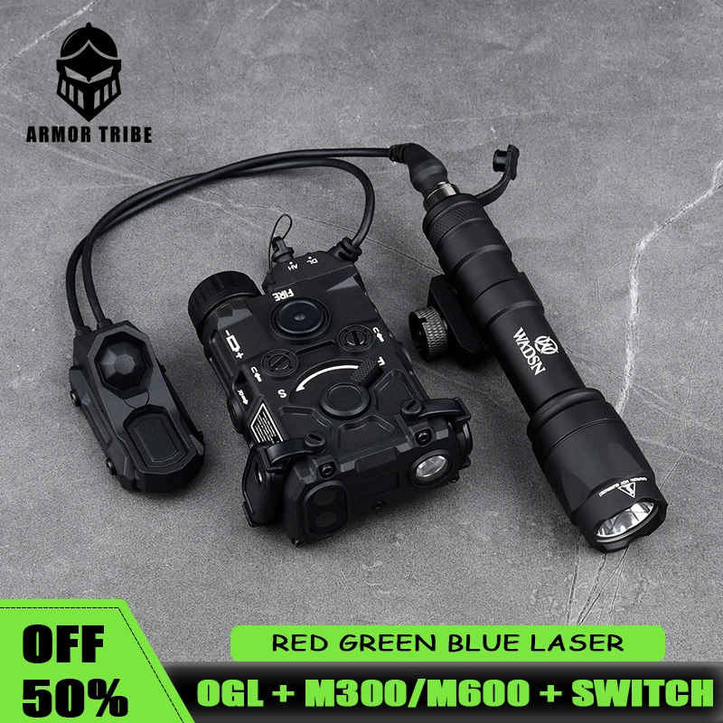 Охота OGL NGAL Красный Зеленый Синий Surefire M300 M600 Airsoft Scout Light AXON Dual Switch Fit Mlok Keymod 20mm Rail