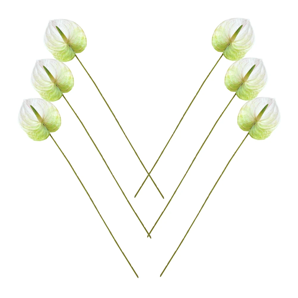 

6pcs Artificial Anthurium Flower Bunches Wedding Bouquet Centerpiece Fake Plant Decor For Bedroom Living Room Party Faux Flower