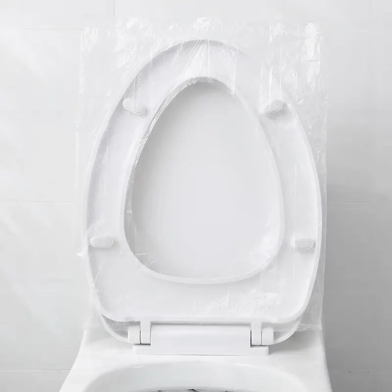 50Pcs Disposable Plastic Toilet Seat Cover Waterproof and Non Slip Individually Wrapped, for Travel, Toilet Seat Protectors