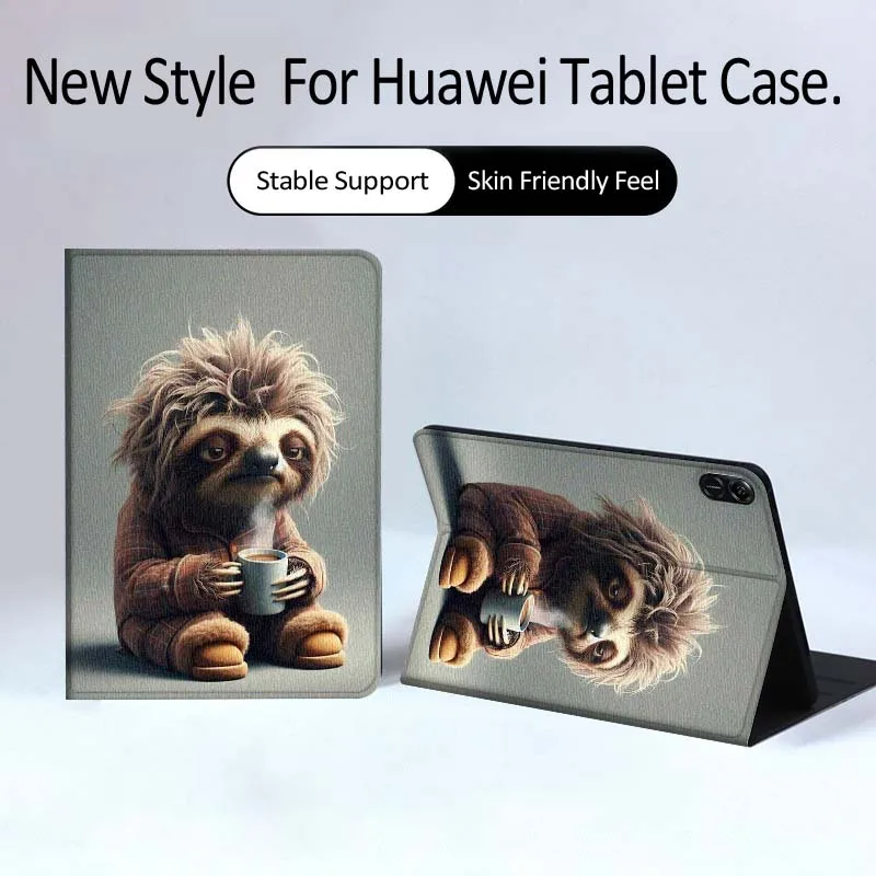 

Art Sloth Holding Coffee Tablet Case For Huawei MatePad Pro Air 12 X Honor Pad 8 V8 9 13 GT GT2 3 12.6 13.3 Inch