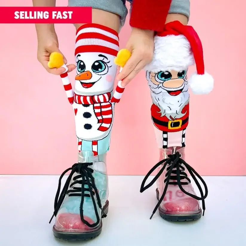 Christmas Cartoon Stockings 3D Santa Claus Stocks Clear Print Anti-shrink Xmas Sock Home Party Favors Crazy Stockings for Girl