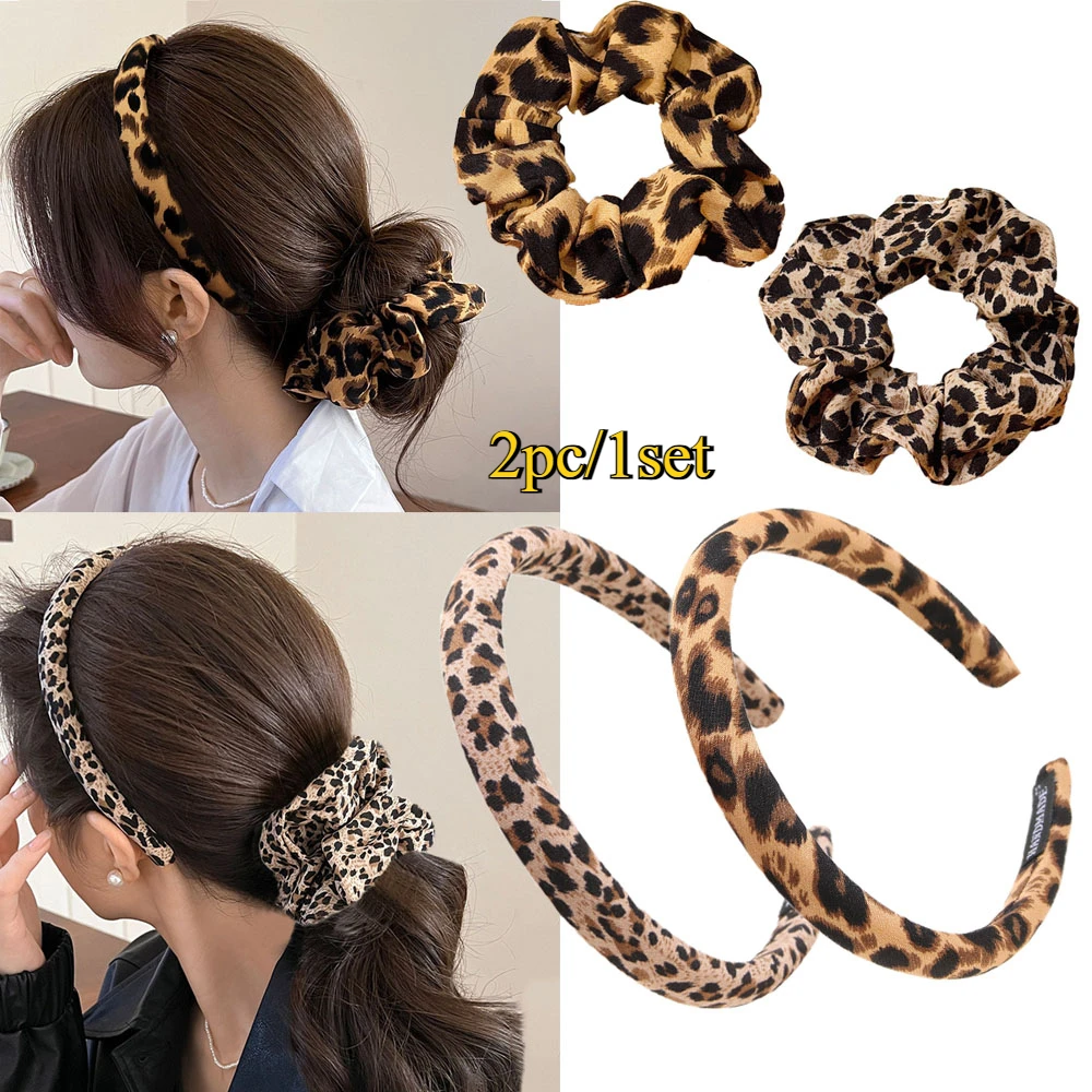 2pc European and American Elegant Leopard Bezel Retro Women Headband Girls Hair Bands Hairband Hoop for Holiday Hair Accessori