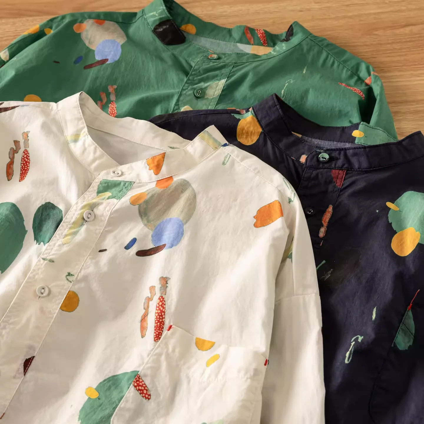 

Bust 124cm Green Shirts for Women Autumn Harajuku Fashion Green Navy Blue White Christmas Tree Print Long Sleeve Blouses