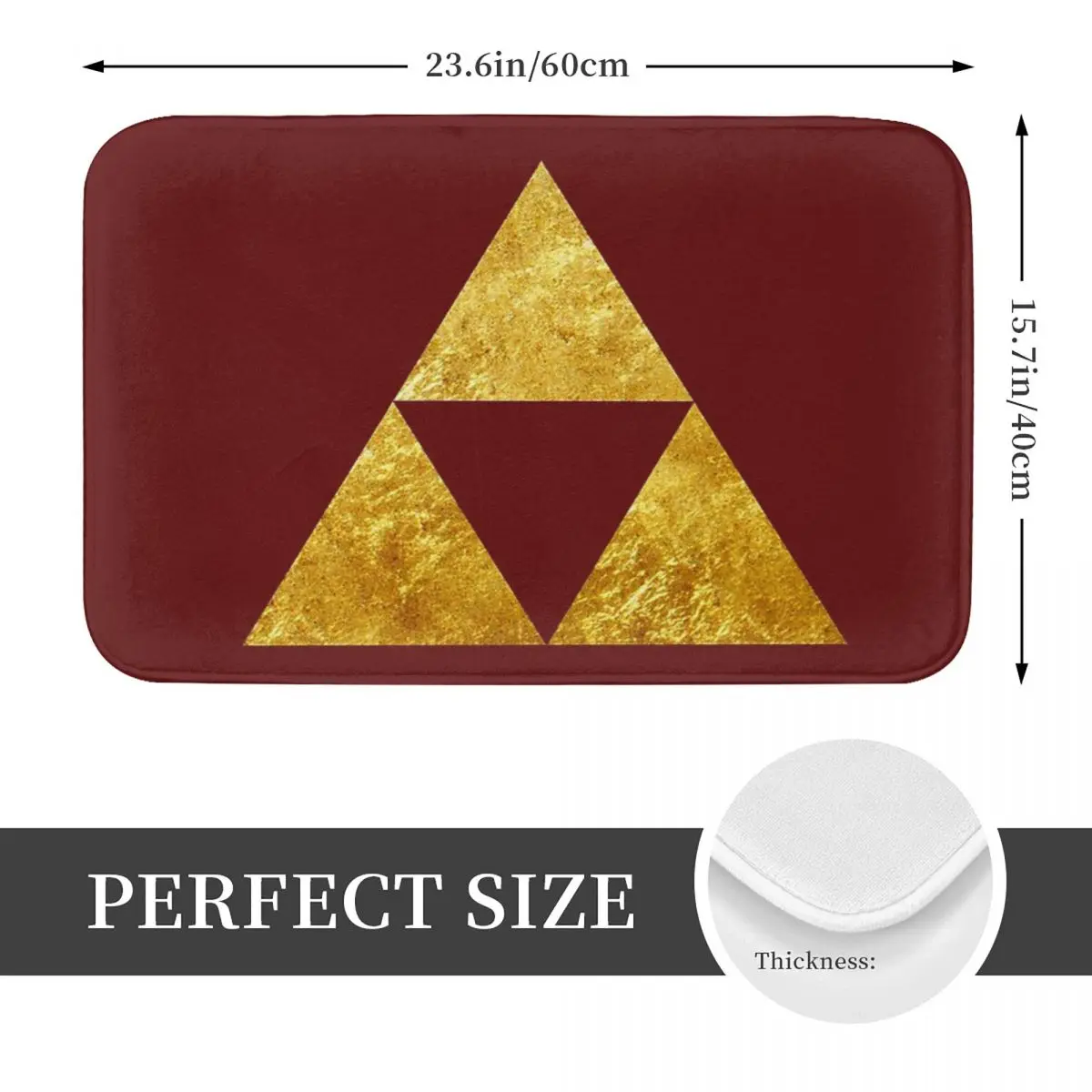 Gold Triforce Symbol Zelda Non-slip Doormat Floor Mat Absorbent Mat Carpet Rug for Kitchen Entrance Home Living room Footpad Mat