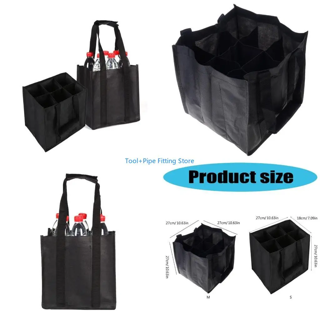 F92B Efficient 6 Bottle Wine Hand Bag User Friendly Nonwoven Fabric with Secure Compartments for Parties Travel