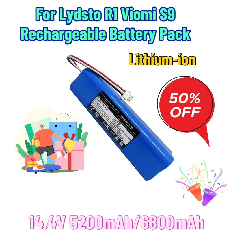 

14.4V 5200mAh/6800mAh Lithium-ion For Lydsto R1 Viomi S9 Rechargeable Battery Pack