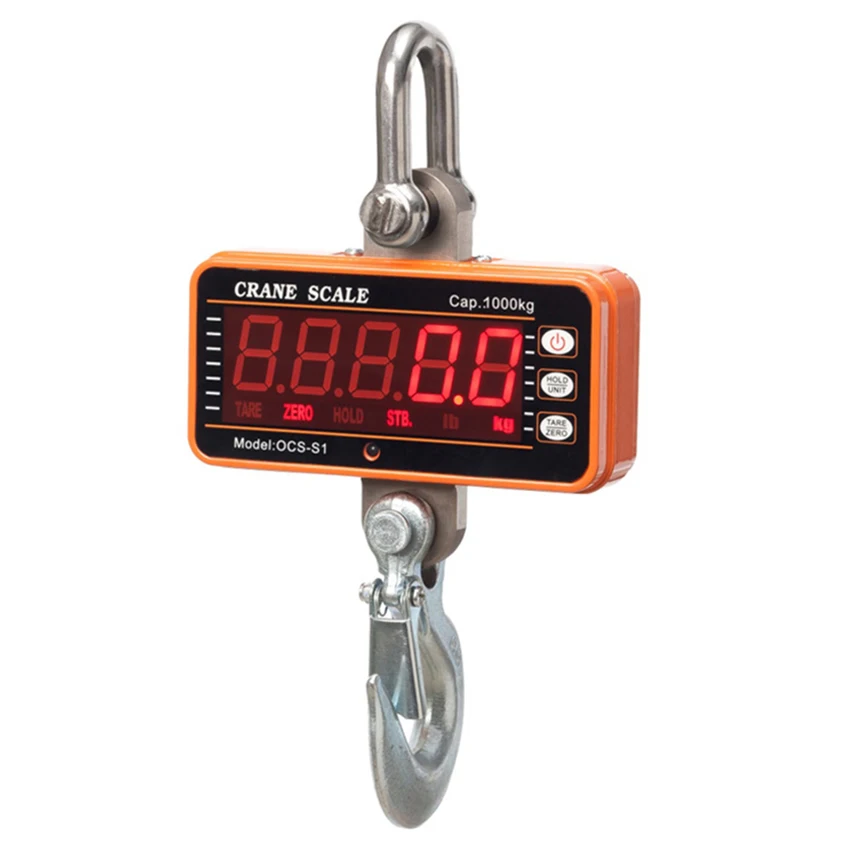 1000KG Digital Hanging Crane Scale Industrial Heavy Duty Electronic Weighing Balance Hanging Hook LCD Crane Scale OCS-S1 2000LBS