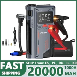 Avviatore di emergenza per auto 4 In 1 con compressore d'aria caricatore Booster portatile da 20000mAh 1000A potente dispositivo di avviamento della batteria dell'auto