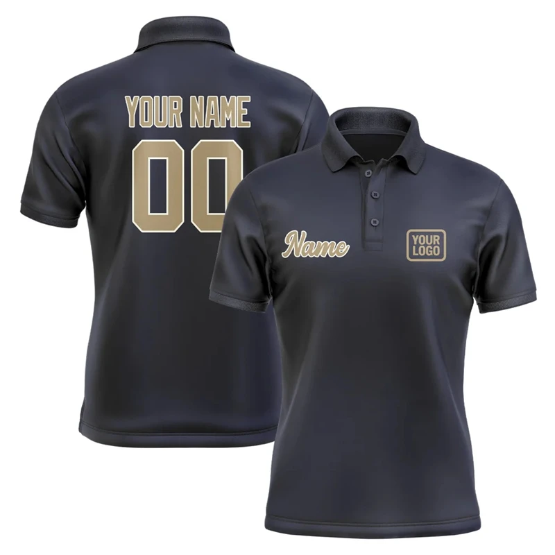 

Personalized DIY Steel Blue Polo Shirts Customized Name Team Name Logo Number Team Uniforms Loose Darts Bowling Billiards Tees