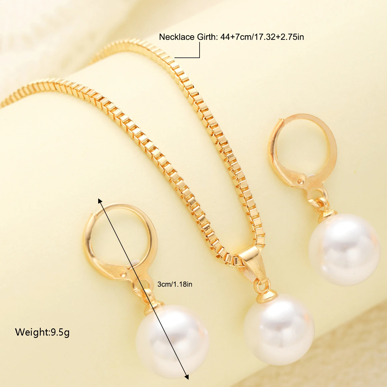Fashion Simple Pearl Pendant Jewelry Set for Women Vintage Gold Color Chain Pendant Necklace Earring Set Wedding Birthday Gifts