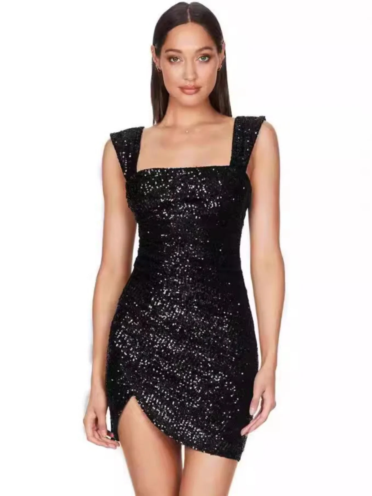 

Sexy Sequin Club Night Dress Strapless Bodycon Evening Gown Short Skirt Polyester Fabric Spring Autumn Winter Season Basic Style