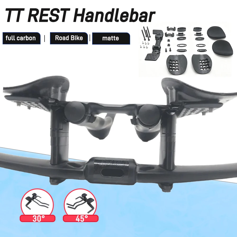 Carbonfaser TT Aero-Lenker, 31,8 mm Klemmdurchmesser, Breite 380/400/420/440 mm, 30 ° /45 °   für Rennräder mit festem Gang, Fahrrad