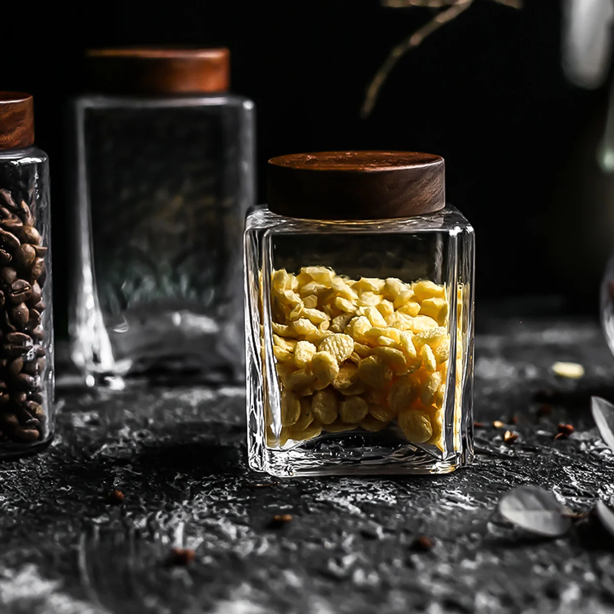 

350ml Glass Sealed Jar Clear High-Grade Kitchen Container Food Storage Tea Coffee Nuts Beans Grains Safe Secure