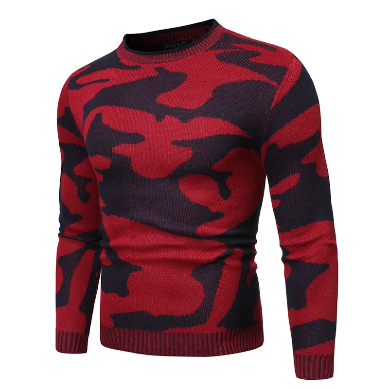 Autumn and Winter New Men's Large Round Neck Pullover with Contrast Color Loose Bottom Sweater