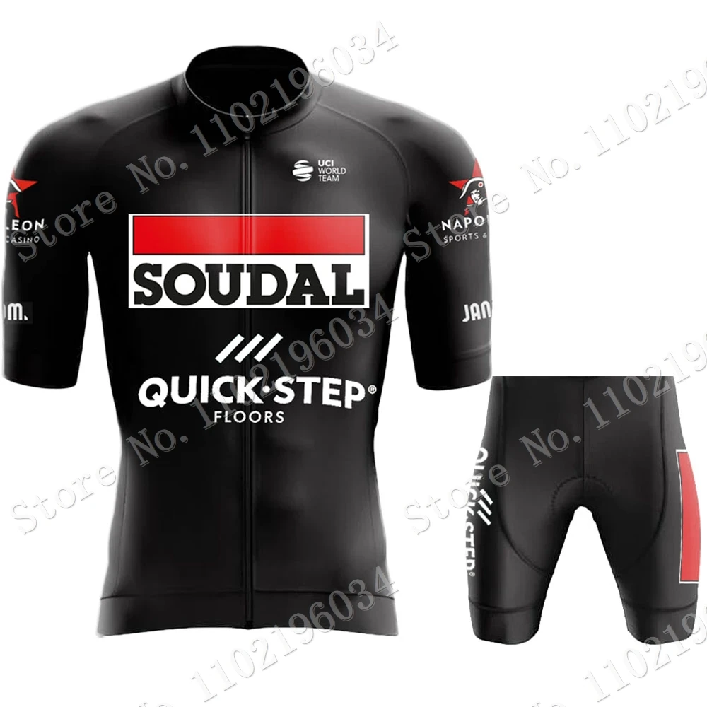 Soudal Quick Step Team 2023 Cycling Jersey Set Short Sleeve Mens Bicycle Clothing Road Bike Shirts Suit Shorts MTB Maillot Ropa