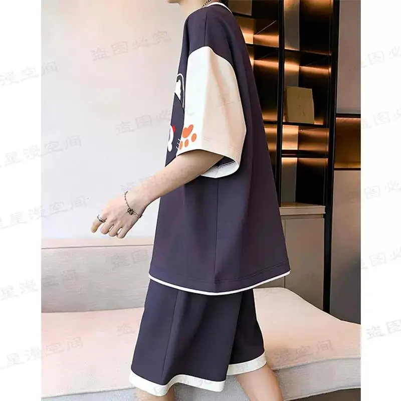 Genshin Impact Scaramouche Cosplay-Mantel Herren Sommer-Sportbekleidungsset: Kurzarm-T-Shirt und Shorts Zweiteiliges Set 2026 Neu