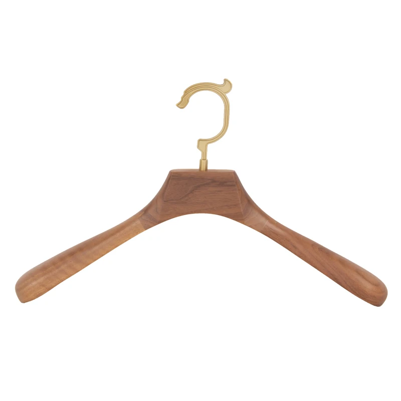 Household Solid Wood Clothes Hanger, Copper Hook, High-End Men\'s and Women\'s Cloakroom Wardrobe, Adult Luxury Wood Wedding Gift