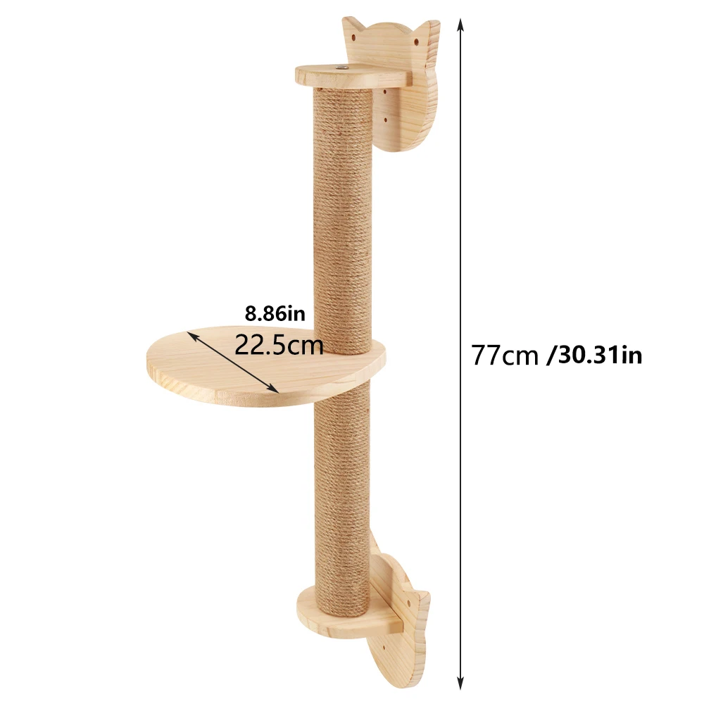 Katzen-Kratzbaum Wandkletterregale Hängematte Holz Sisal Katzenbaum Kratzturm für Hauskatzen Haustiermöbel und -betten – Detail 14