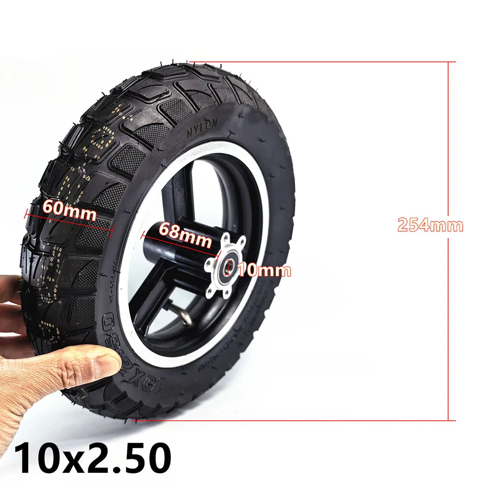 

10x2.50 Inch Tubeless Electric Scooter Wheels Aluminum Alloy Rim Rubber Tire for Stable Commuting at Various Speeds