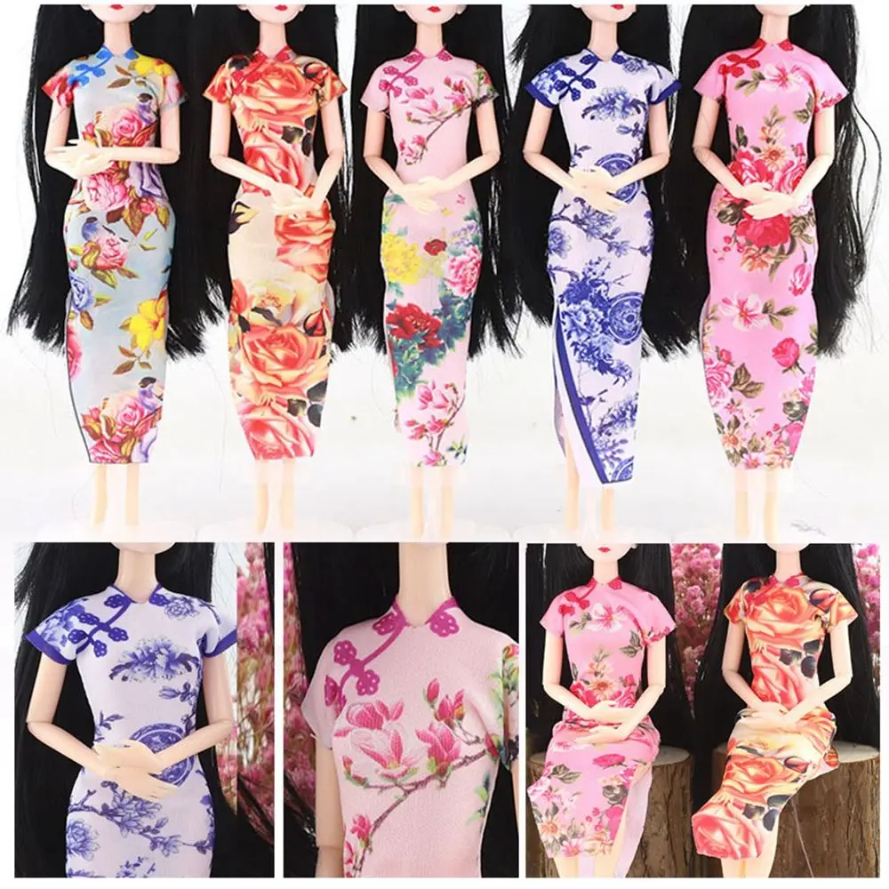 Fashion Cheongsam Style Handmade Evening Wearing Unique Dress Clothes Doll Accessories Chinese Traditional Dresses