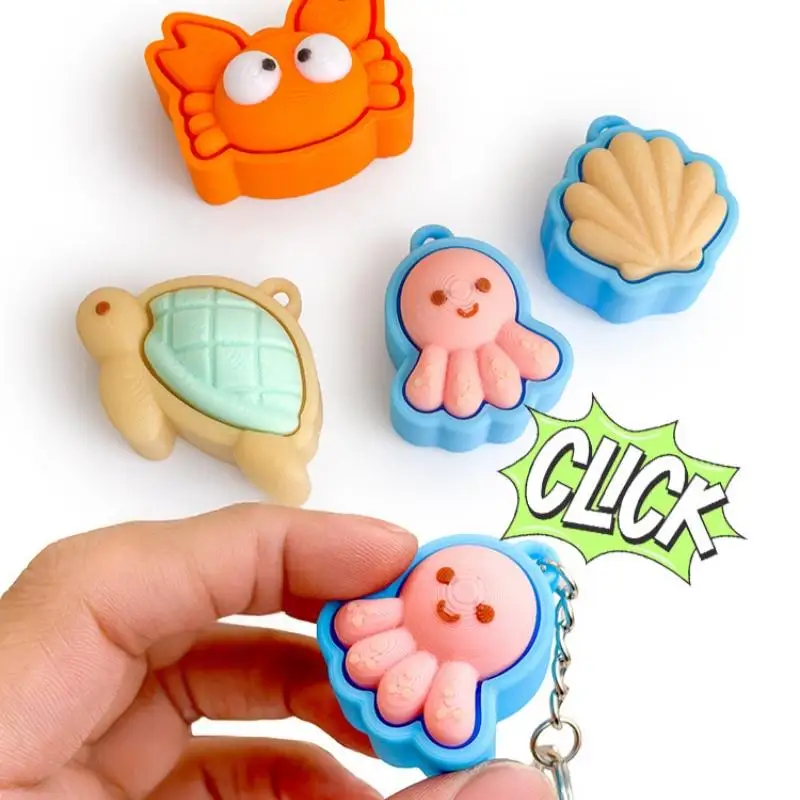 3D-gedruckter süßer Schildkröten-Clicker-Schlüsselanhänger, Stressabbau-Fidget-Spielzeug, Angstlinderung, Taschenanhänger, Entspannungsgeschenk für Kinder und Erwachsene