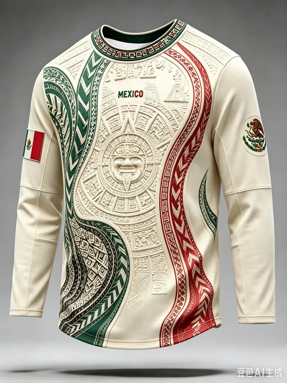 2027 Mexican Fans Football Training Long-Sleeved T-Shirt - 3D Printing - Fashionable and Comfortable - Family Clothing