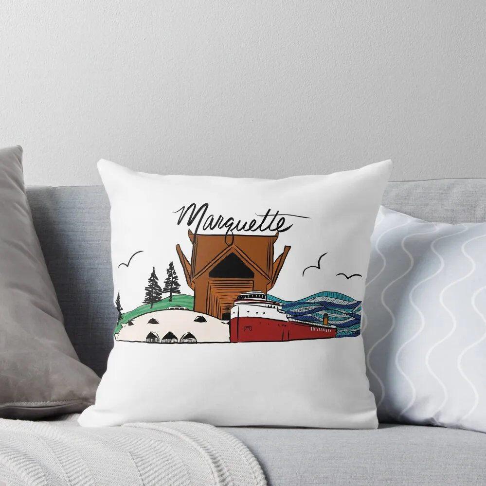 

Marquette, Michigan Throw Pillow Couch Pillows Sofas Covers Decorative Pillow Covers For Sofa pillow