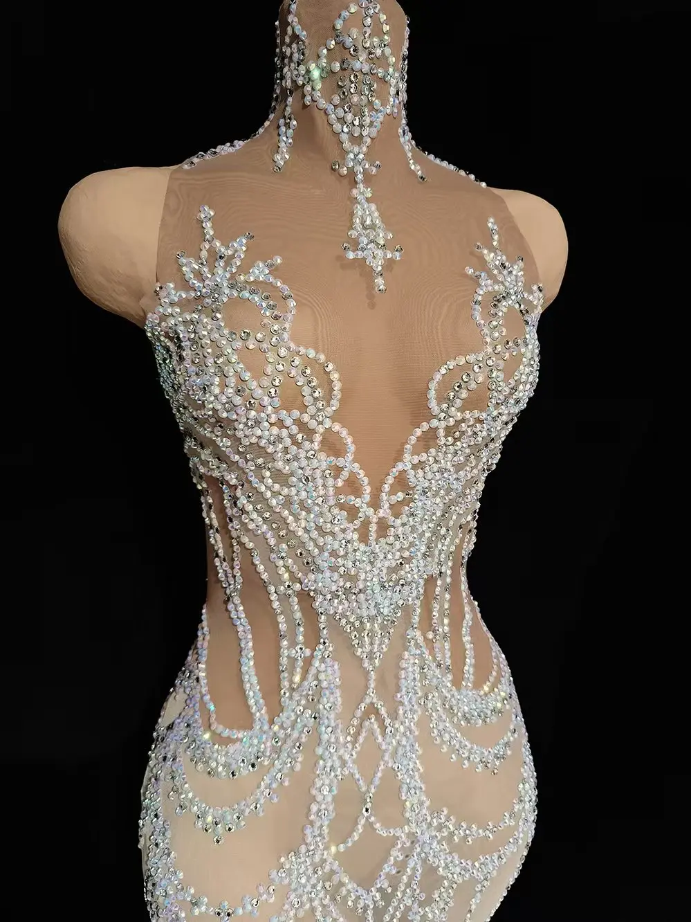 Elegantes Strass-Abend-Geburtstags-Hochzeitsgast-Meerjungfrauenkleid für Damen, formelles Bankett, Abschlussball, langes Kleid, Ballkleid, Party-Outfits