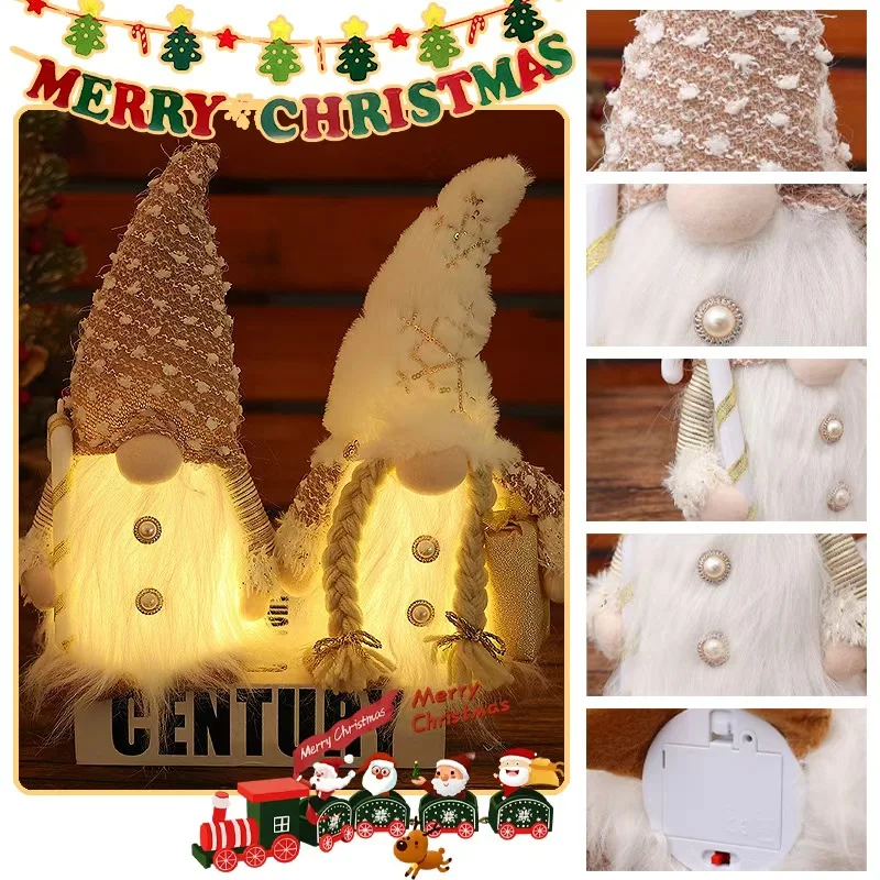 Glowing Gnome Christmas Faceless Doll Tree Decorations 2025 Night Light Xmas Gift Navidad 2026 New Year Home Decor Kid's Gifts