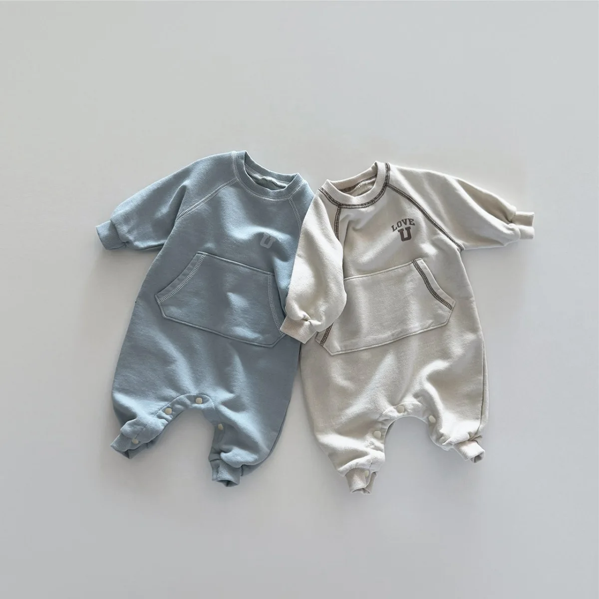 2025 Autumn New Baby Letter Print Casual Romper Newborn Infant Boy Girl Long Sleeve Big Pocket Jumpsuit Toddler Clothes 0-24M
