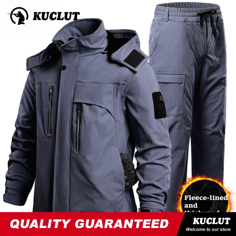 Picture 3: Tactics Autumn Winter Fleece Man Sets Windproof Waterproof Cold Proof Warm Thickened 2-pcs Hiking Mountaineering Outdoors Suits