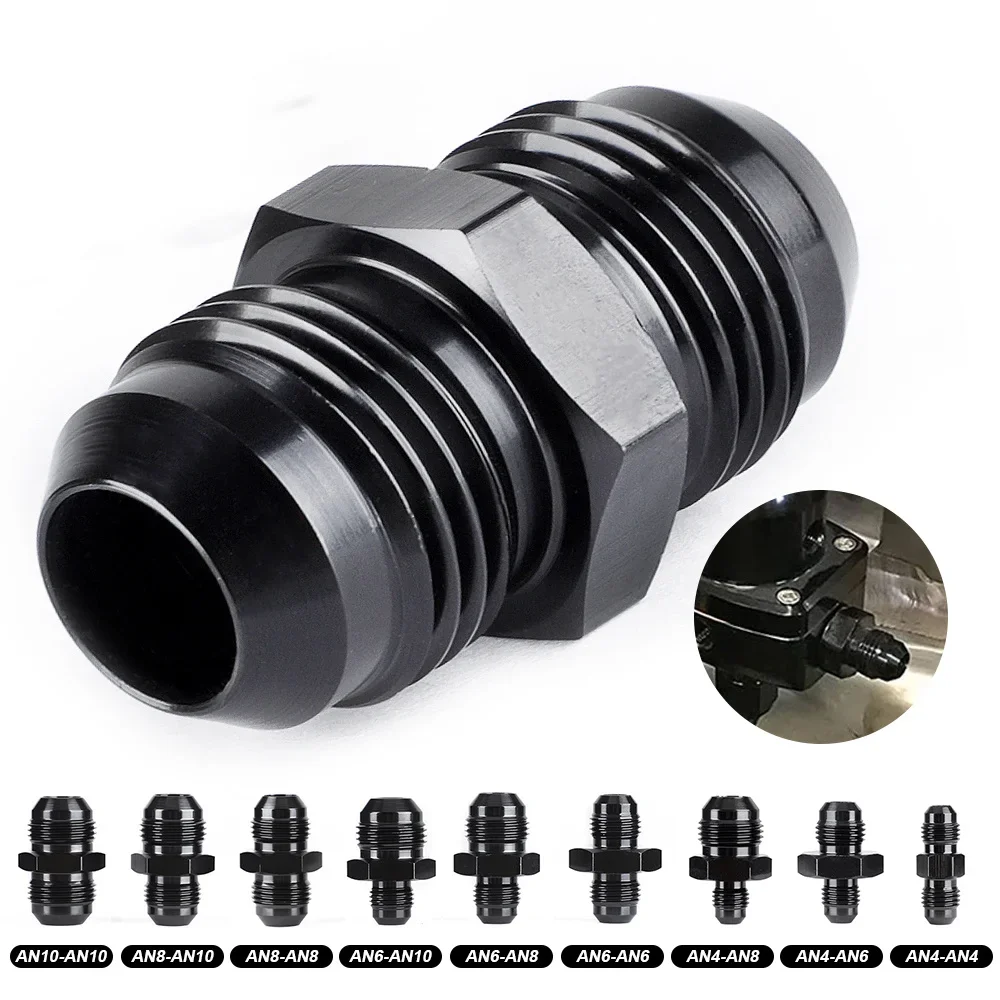 AN4 AN6 AN8 AN10 New Aluminum Flare Union Nitrou Oil Fuel Hose Pipe End Adapter Fitting Straight AN To AN Male Coupler Connector