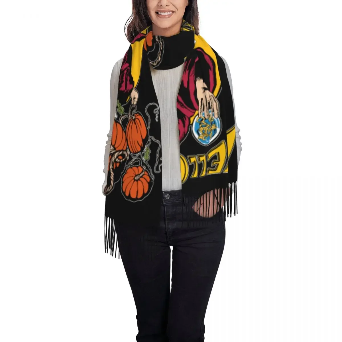 Female Large Helloween Keeper Of The Seven Keys Part Scarves Winter Fall Soft Warm Tassel Shawl Wraps Heavy Metal Rock Scarf