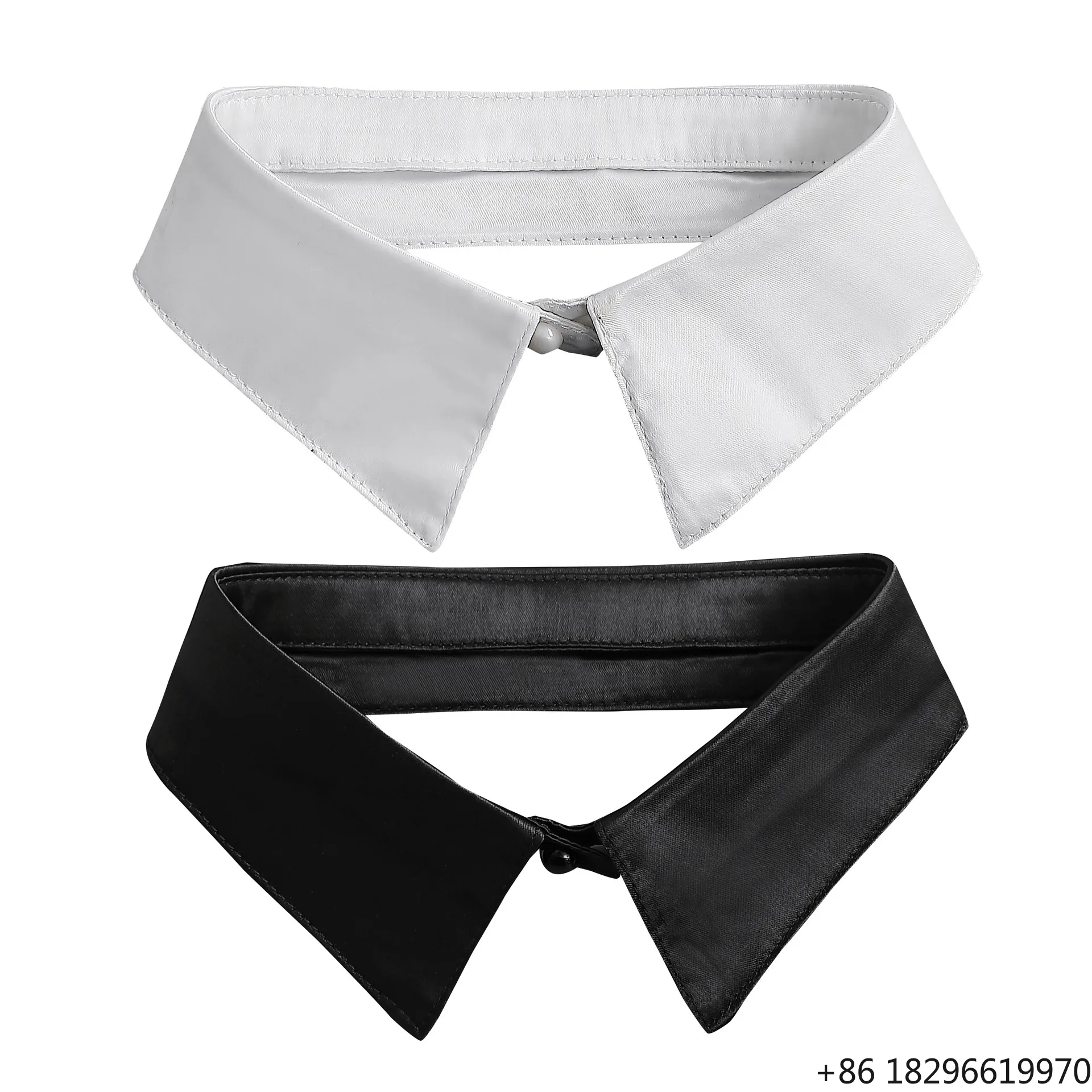 Nouveau Collier Faux Col Peter Pan Uni Blanc et Noir Tendance Simple pour Hommes et Femmes