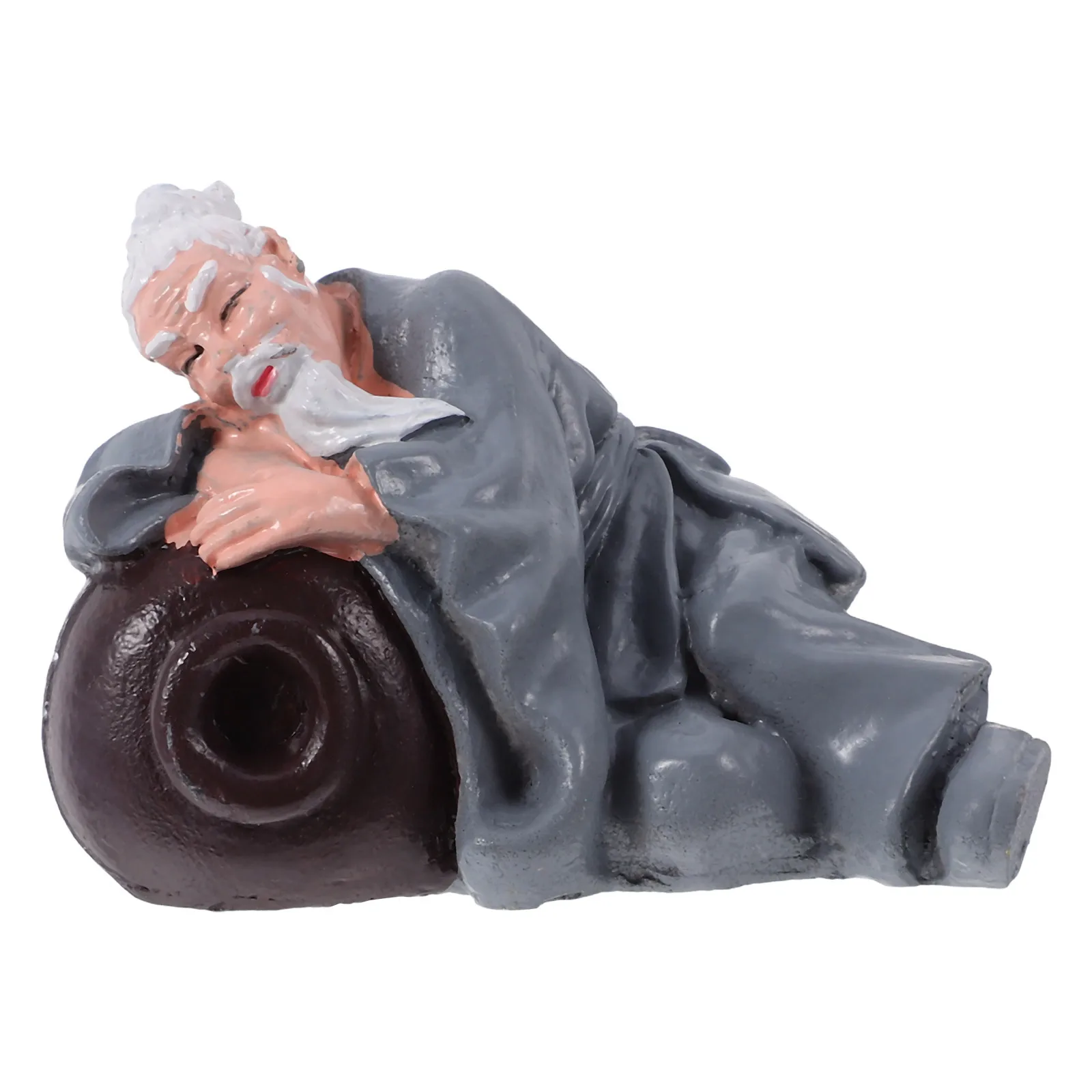 

Artificial Resin Drunk Old Man Sculpture Aquarium Fish Tank Decor Shrimp Hideout Micro Landscape Ornament Shrimp Hideouts Statue