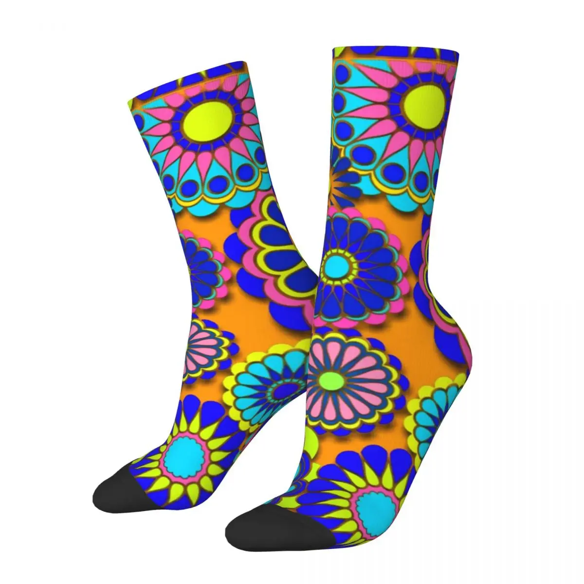 Flower Power Retro Style Stockings Ladies Hippy Flowers Socks Harajuku Socks Winter Outdoor Sports Anti Skid Graphic Socks Gift