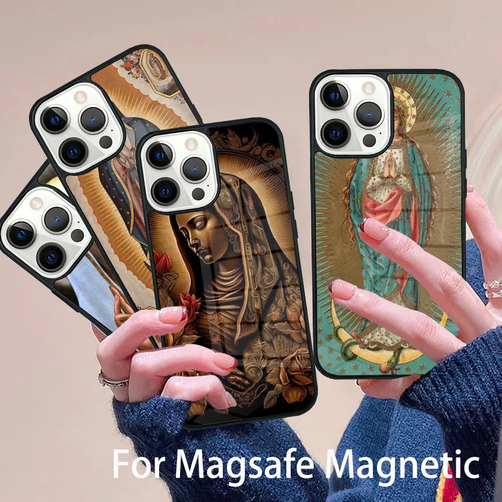 

Чехол для телефона «Мать Девы Марии» Magesafe с магнитной беспроводной зарядкой для IPhone 16, 11, 12, 13, 14, 15 Pro Max Plus Mini