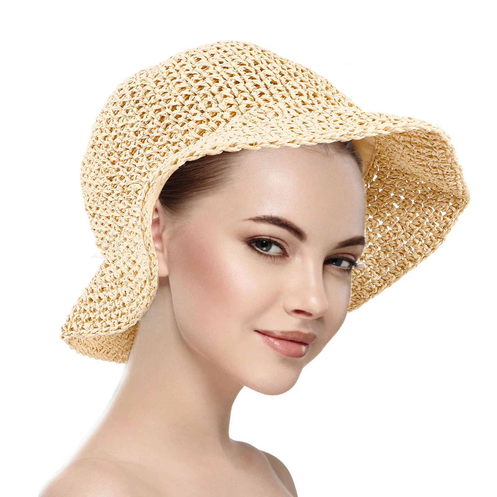

Straw Sun Hat for Women Lightweight Breathable Beach Summer Hats Small Brim Bucket Hat Ladies Sun Protection Outdoor Activities