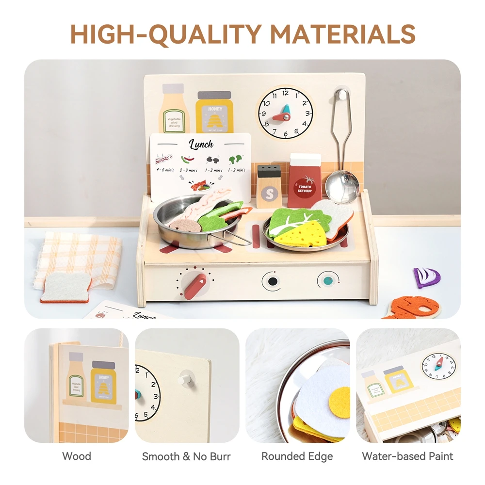مجموعة ألعاب محاكاة المطبخ الخشبية لعبة لعب التظاهر للأطفال ألعاب مونتيسوري التفاعلية للأطفال ألعاب تعلم مهارات حياة الطفل