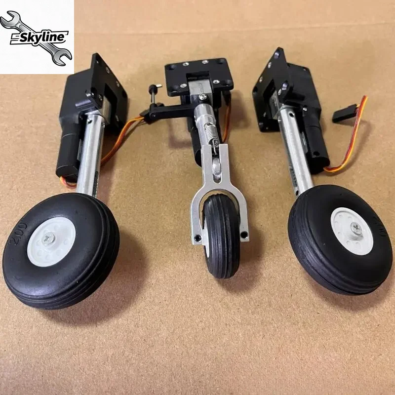 RC Plane Models Parts Height 111mm Retractable Landing Gear with PU Wheels for 2-3.5kg Airplane Aircraft DIY Jet Fighter