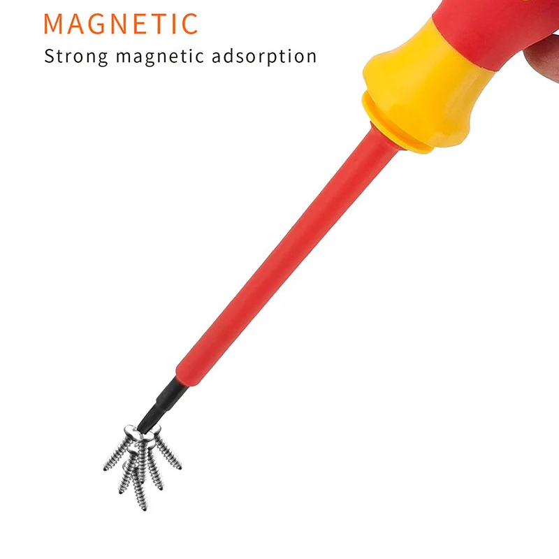 10Pcs Hexagonal Screwdriver Set Interchangeable Blade VDE Insulated Screwdrivers Set 500V Magnetic Cross Word Shaped Screwdriver