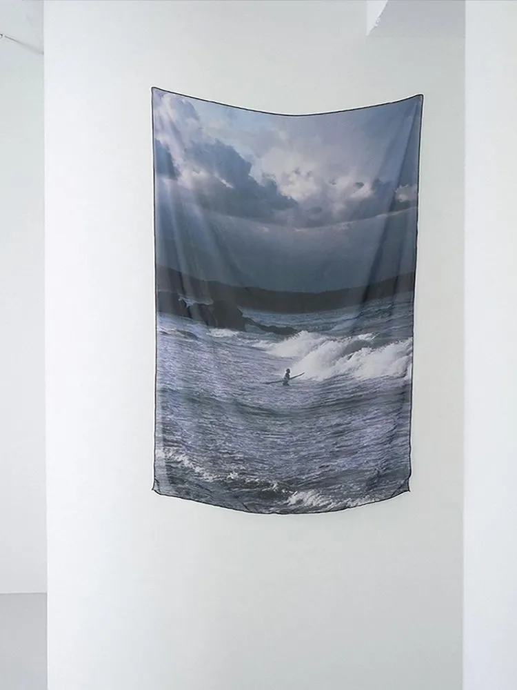Surfing River Scenery Wall Hanging Tapestry Bay Window Chiffon Curtain Semi Blackout Partition Decor Table Dustproof Blanket