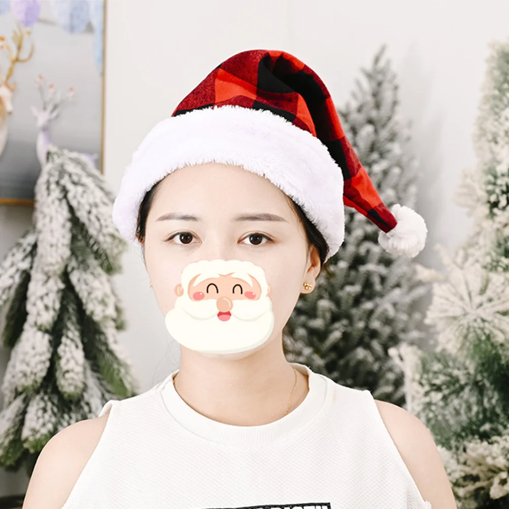 

3pcs Check Santa Hat Christmas Costume For Women Men Warm Comfortable Party Supplies Cosplay Hat Unisex Xmas Gift