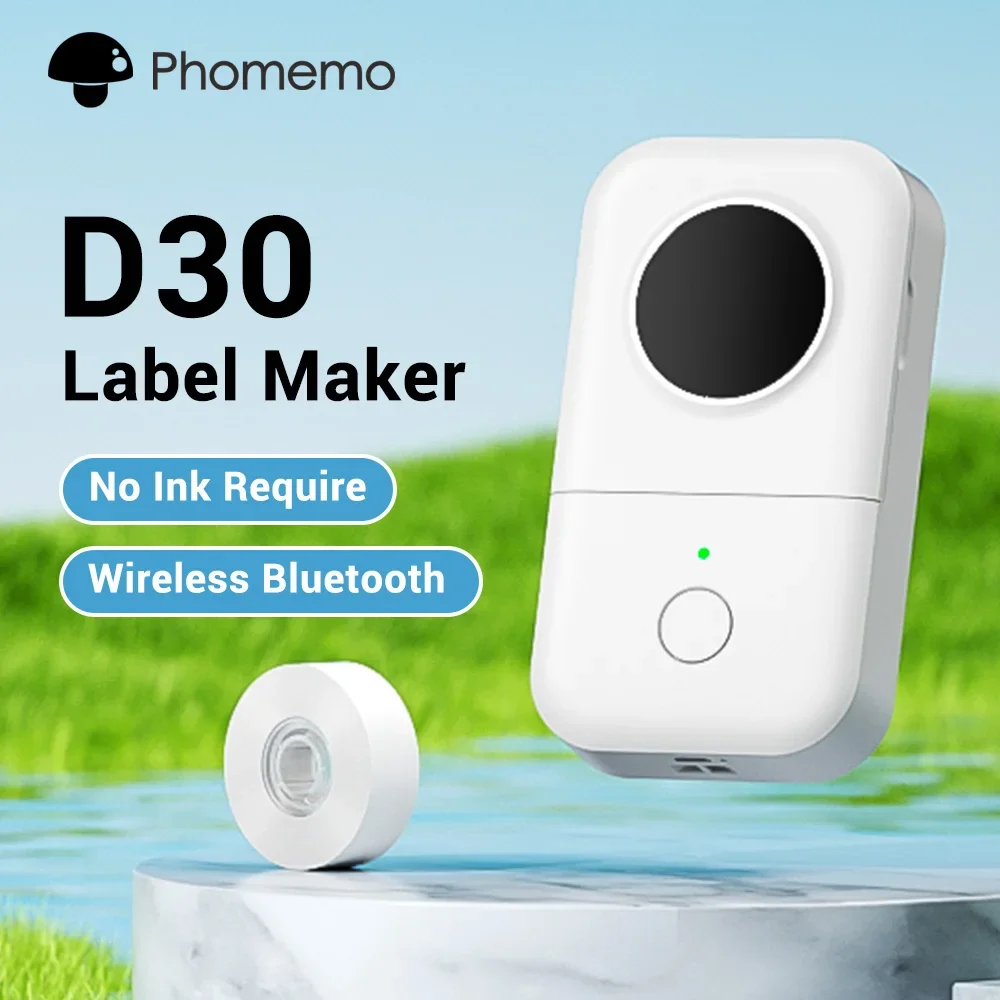 Phomemo D30 Label Printer Mini Printer Pocket Thermal Label Maker Wireless Sticker Pocket Portable Printer Various Label Paper